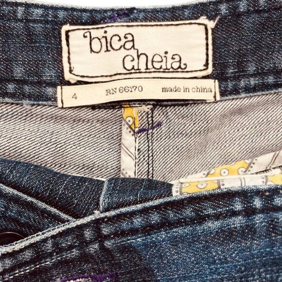 Bica Cheia x Anthropologie Dbl Bttn Front A-Line Denim Mini Skirt Size 4 | EUC - Picture 3 of 12